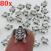 80x vintage tibetan silver animal sea turtle beads alloy 9mm spacer beads for bracelet necklace diy jewelry making accessories