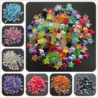 100pcs 11x4mm acrylic spacer beads five pointed star transparent rainbow color beads for jewelry making