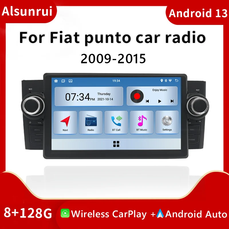 Автомагнитола Carplay 2 din 4G Android 13 для Fiat Grande Punto Linea мультимедиа видео аудио