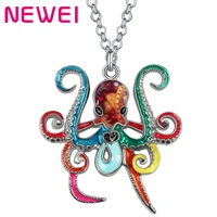 newei enamel alloy cute ocean huge squid octopus necklace pendant gifts fashion jewelry for women teens charms kids accessories