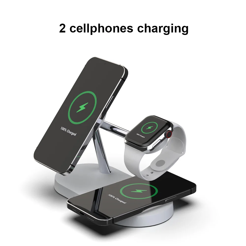 6097 3 in 1 magnetic wireless charger for iphone 13 12 pro max fast charging dock station for iwatch airpods induction charger free global shipping