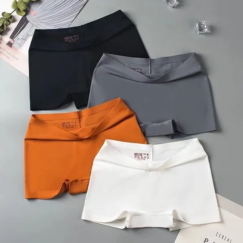 Sexy Women Ice Silk Boxers Underwear Seamless Female Comfortable Shorts Mid Rise Lady Soft Lingerie Sexy Shorts Panty