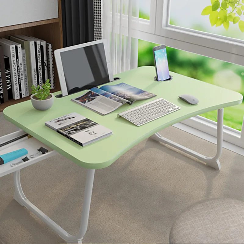 

Computer Desk Dormitory Bed Laptop Stand Foldable Breakfast Table Thickened Sheet Card Slot Design Computer Table For Bed