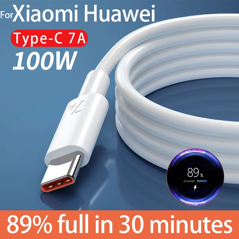 

100W 7A Type C USB Super Fast Charge Cable For Xiaomi Redmi Realme USB Fast Charging Data Cord For Huawei P40 P30 Mate40 Mate 50