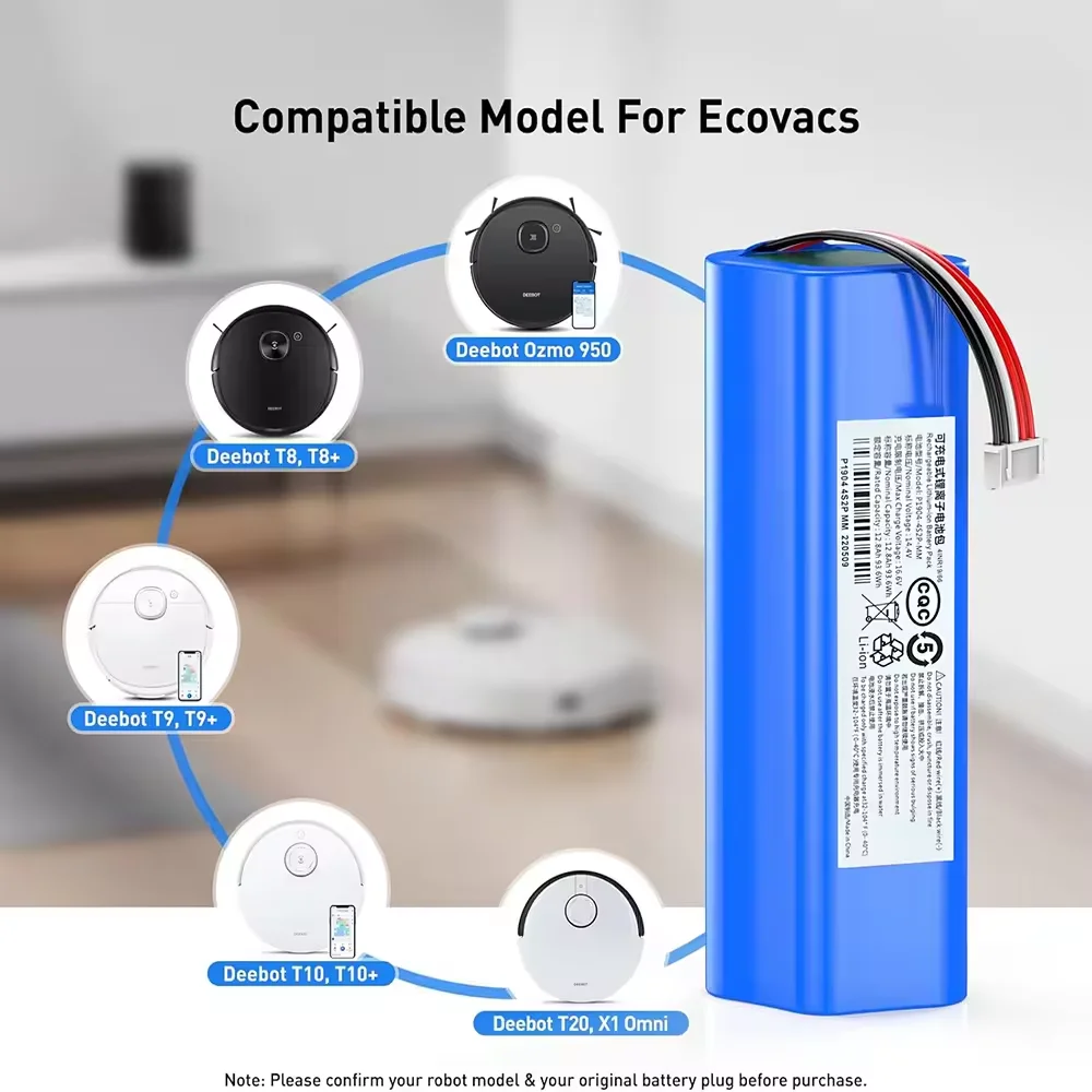 Фото 100% НОВАЯ Батарея для ECOVACS S10-LI-144-5200 12800 мАч, замена для роботов-пылесосов X1 T5 T8 T8AIVI MAX T9 12800 мАч №3