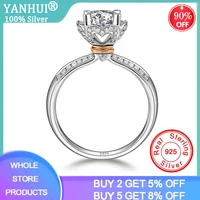 yanhui new fashion authentic tibetan silver s925 heart ring 0 8ct rectangle zirconia diamond ring vintage women engagement gift