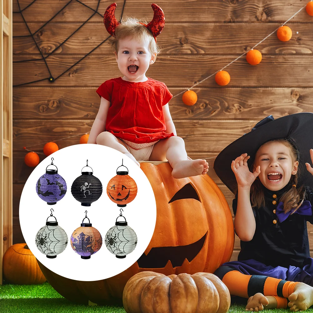 

6pcs Lanterns Creative Mixed Glowing Paper Lanterns Lantern for Party Home Decor Haunted House