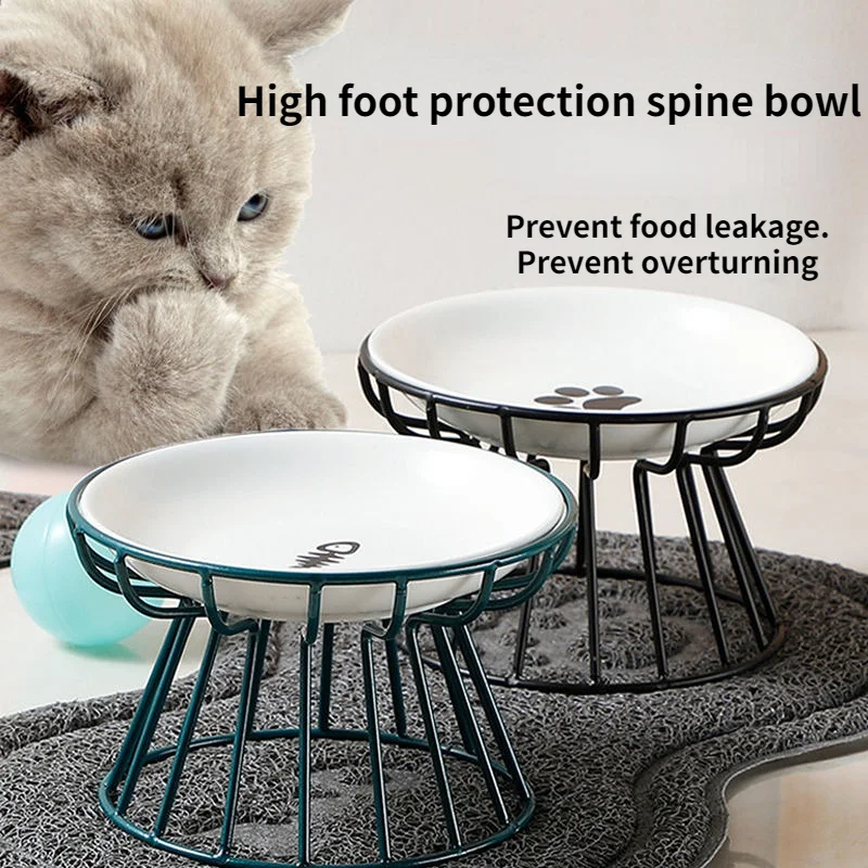 

Water Anti Bowl Cat Dog Pet Cat Ceramic Vertical Dumping Legged Drinking 2023high Feeding Accessories Food Bowl Snacks Food Bowl