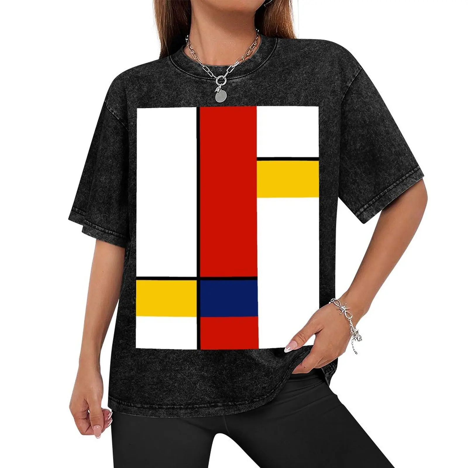 Футболка в стиле Мондриана с абстрактным искусством заготовки топы рубашки
