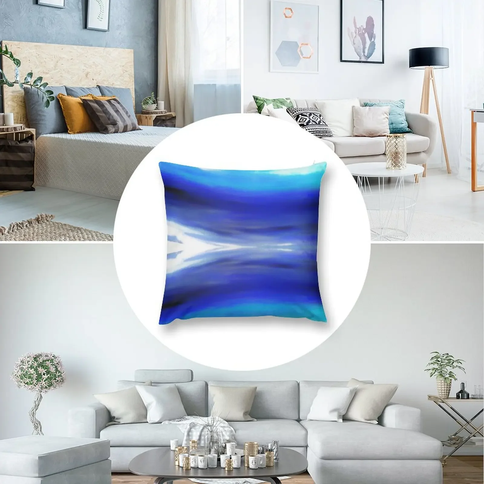 Сине-белая абстрактная подушка Jean Tippens чехлы для подушек гостиной