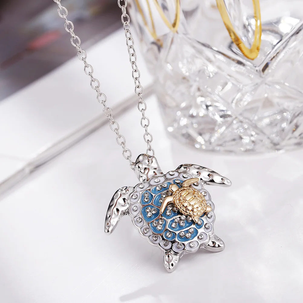 

New Fashion Accessories One Big and One Small Turtle Pendant Necklace for Women Cute Animal Necklace Party Gift Jewelry
