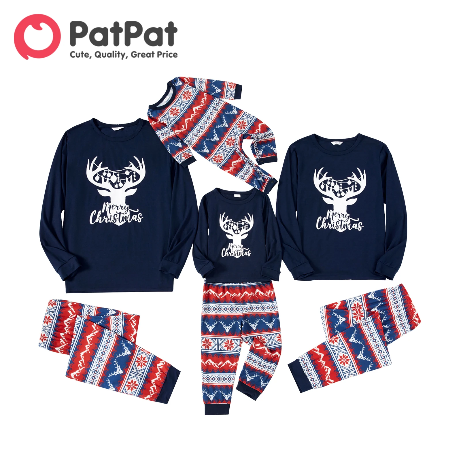 

PatPat Newborn Christmas Costumes Family Matching Outfits Family Look Baby Mother Daughter Clothes Long-sleeve Pajamas Sets
