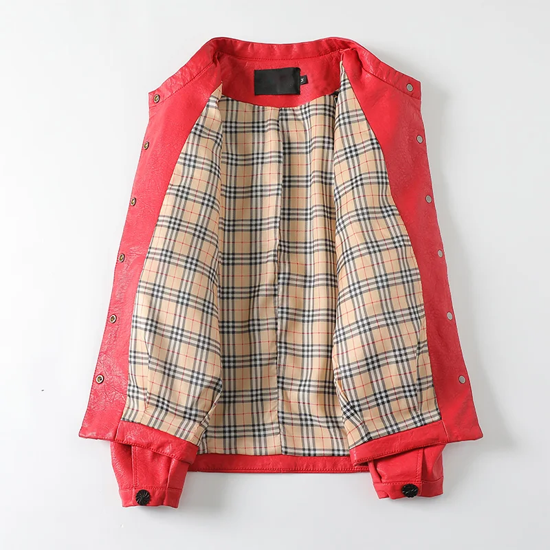 Leather Jacket Women's Spring And Autumn Short Loose Sheepskin Clothes Small Women's Leather Coat Red Genuine Sheepskin