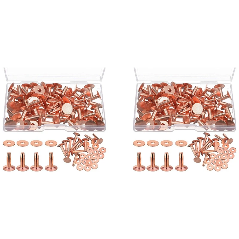 

100 Sets Copper Rivets And Burrs, Copper Rivets For Leather For Belts Wallets Collars Leather DIY 1/2 Inch
