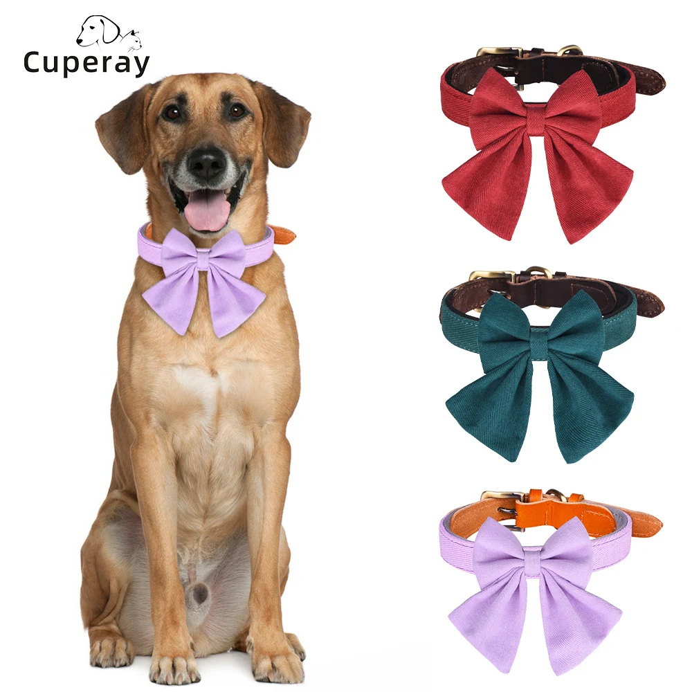 

Soft & Comfy Bow Tie Dog Collar,Detachable Adjustable Bow Tie Collar Rivet Reinforced Wear-resistant for Small Medium Large Pet