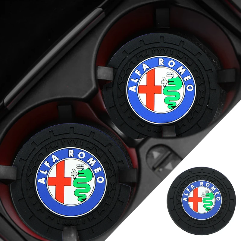 

1/2pcs Car Logo Interior Water Cup Anti-Skid Pad for Alfa Alpha Romeo 159 147 156 Giulietta 147 159 MiTo Nheadrest Accessories