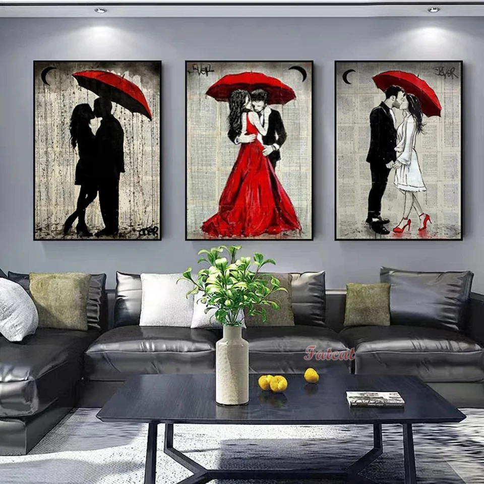 

Алмазная живопись «сделай сам», вышивка крестиком, граффити, искусство, двойной держатель, красный зонт, настенное искусство, алмазная живопись, вышивка, домашний декор WE743