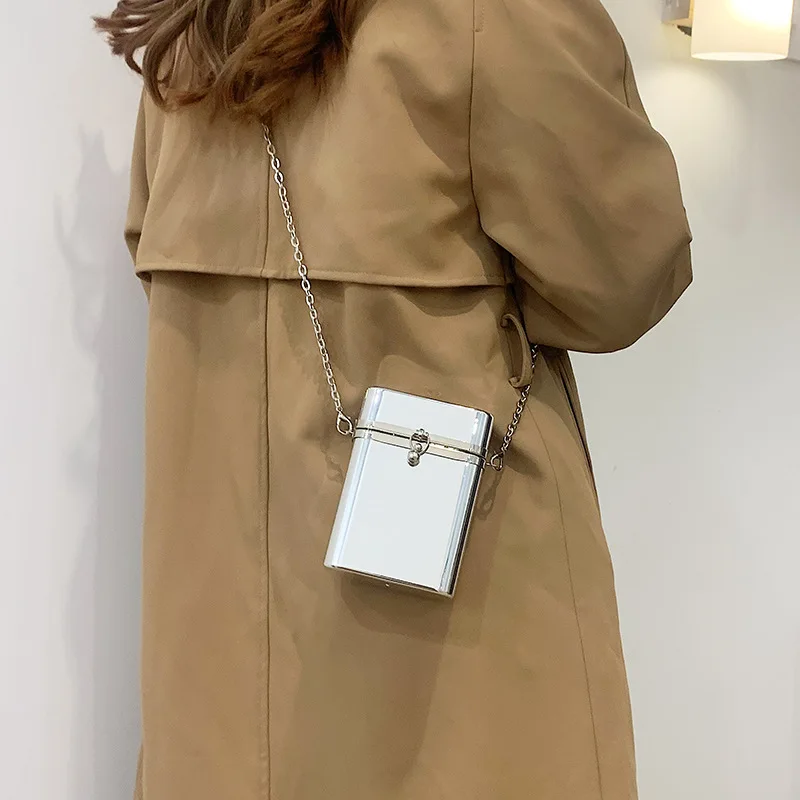 

Акриловая женская сумка, модная Серебристая и золотистая сумка для телефона, миниатюрная сумка через плечо для сигарет, Маленькая женская сумка на цепочке