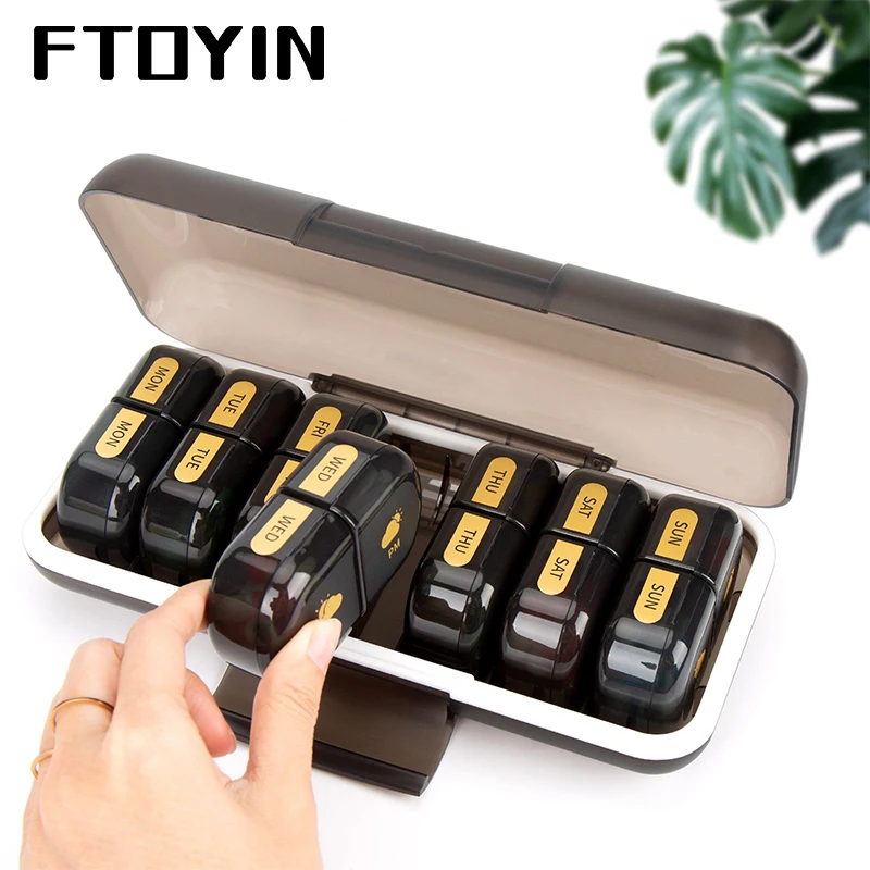 

FTOYIN 14 ячеек коробка для таблеток таблетка таблетница диспенсер съемные недельные таблетки портативные коробки для лекарств набор для хранения дозирования