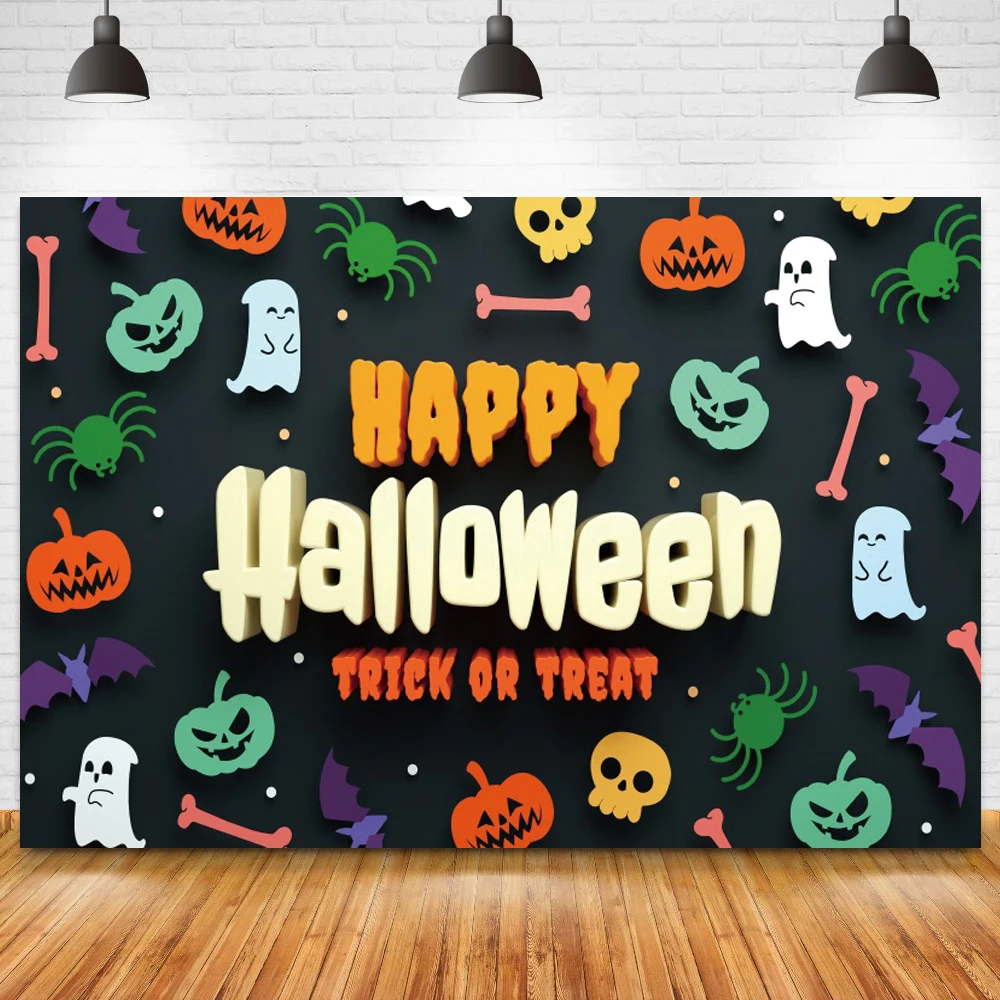 

Счастливый фон для фотосъемки с рисунком тыквы гримаса призрака детей семейвечерние фоны конфетного стола баннер