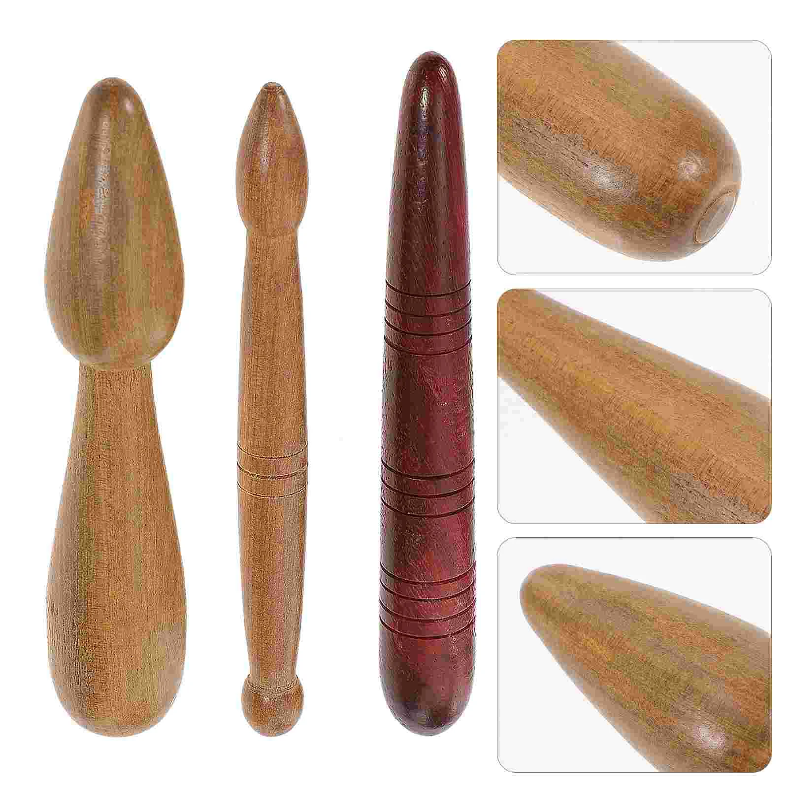 

3 Pcs Back Hand Massagers Guasha Stick Eye Massagers Wooden Stick Probe Face Scraping Board