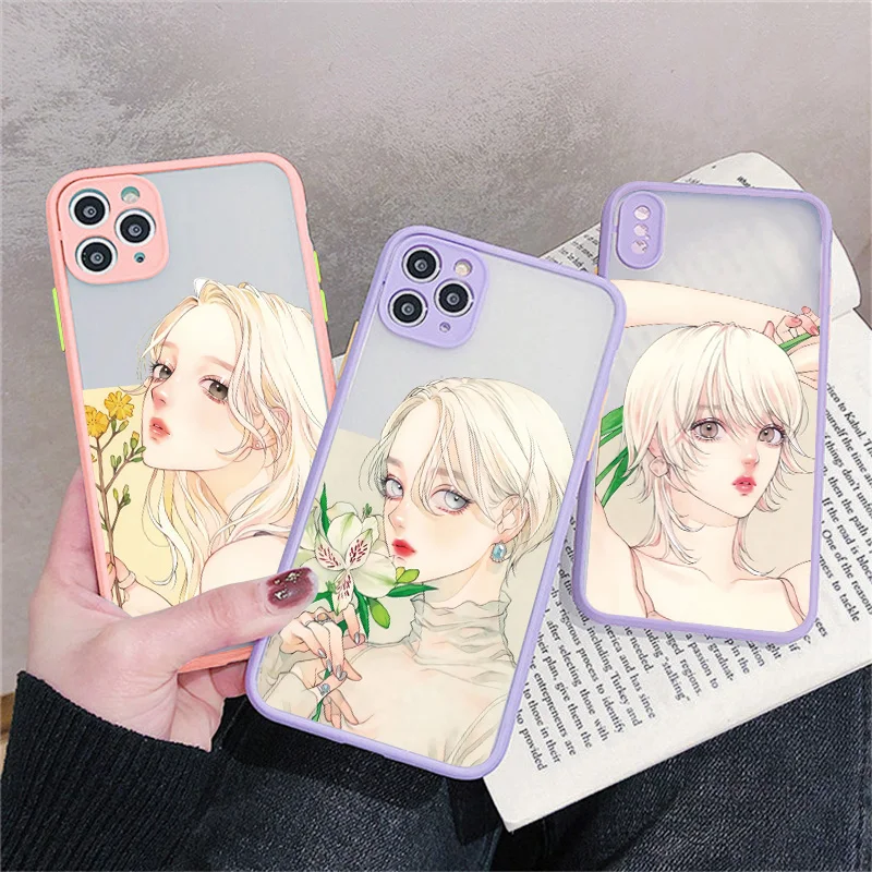 

Fashion Beautiful Girl Pattern Case For iPhone 14 13 12 11 Pro Max Fresh girl Phone Cover For iPhone X XR XS 7 8 Plus SE2 Capa