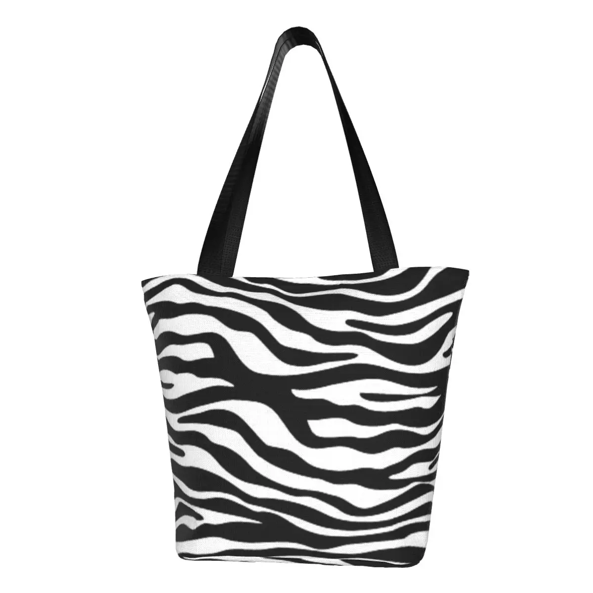 

Zebra Print Animal Print Shopper Bag Black White Leopard Fun Handbags Cloth Travel Tote Bag Women Graphic Design Shopping Bags