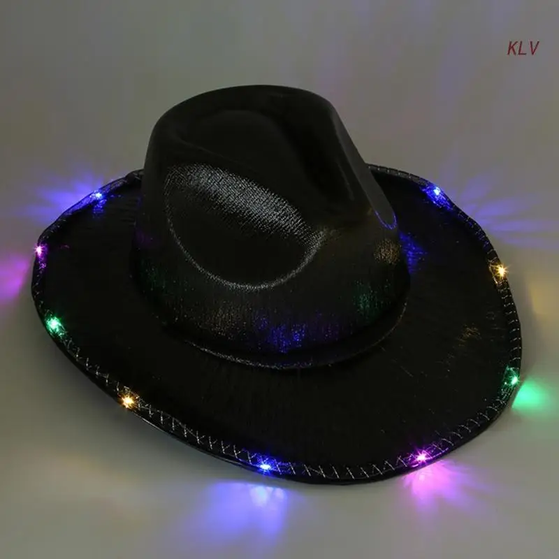 

Ковбойская шляпа для отпуска, светящаяся неоновая шляпа, Федора, подарок-сюрприз для девочек и мальчиков, шляпа-ковбойская для карнавала, музыкальный фестиваль
