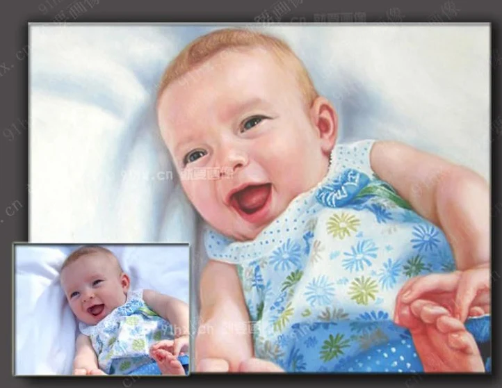 

TOP ART customize service oil painting--custom child baby portrait from photo picture-100% hand painted 24x20 inch-free shipping