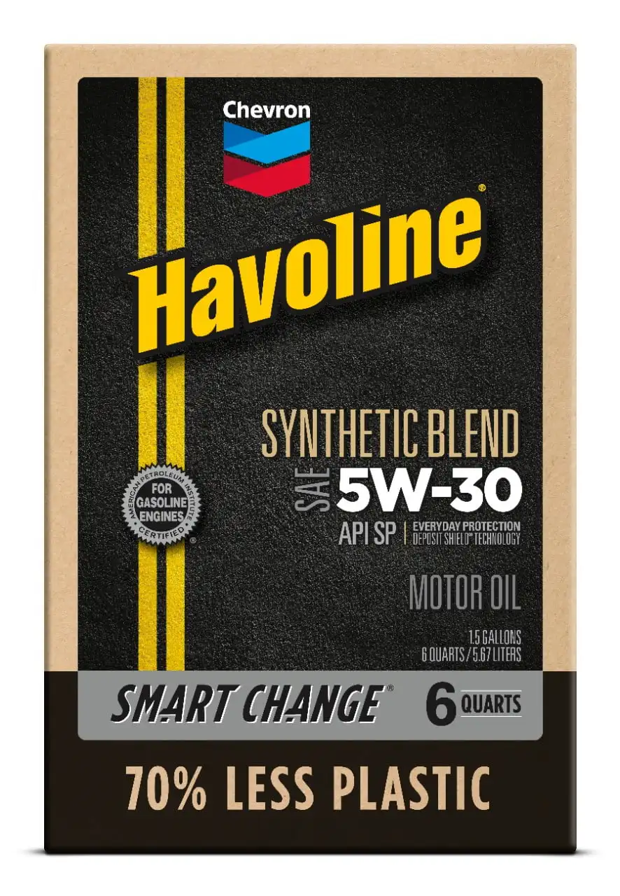 

Havoline Synthetic Blend Motor Oil 5W30, 6 Quart Smart Change Box Case (2-Pack)