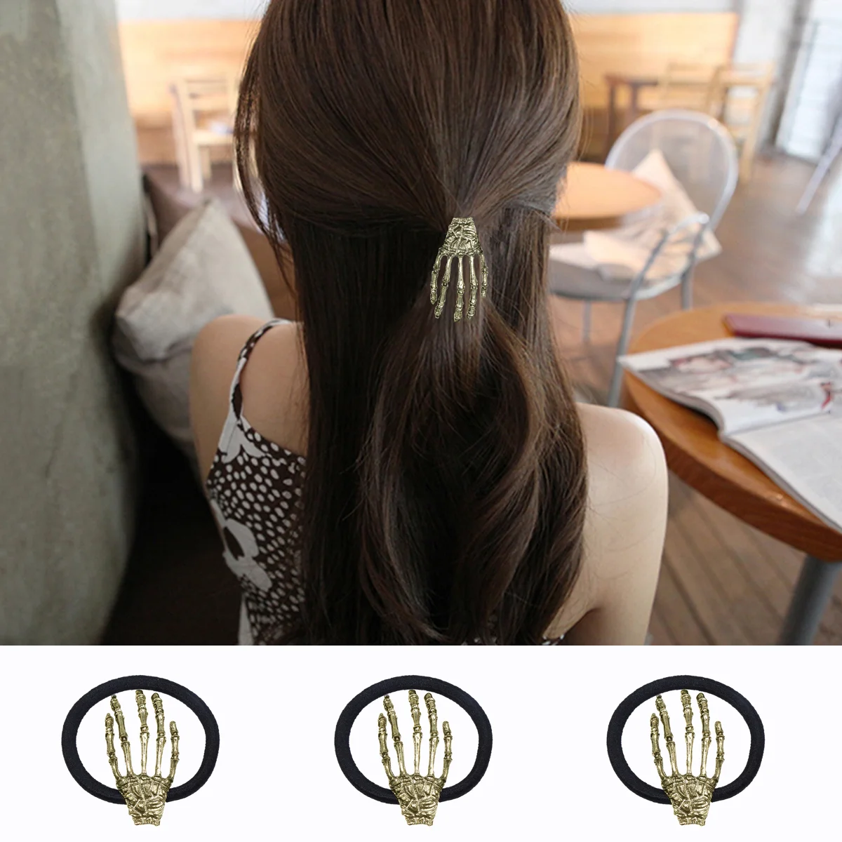 

Elastic Ponytail Holders Black Hair Band Ponytail Holder Hair Rope Hand Bone Hair Rope