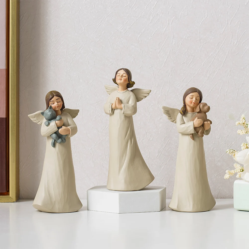 

Nordic Angel Figurines Home Decoration Resin Girl Sataues Living Room Accessories Family Decorations Modern Decoration Gifts