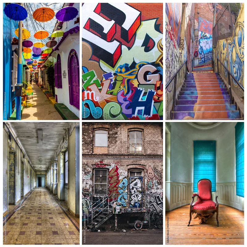 

SHENGYONGBAO Art Fabric Photography Backdrops Props Vintage Graffiti Brick Wall Photography Background TOK-03