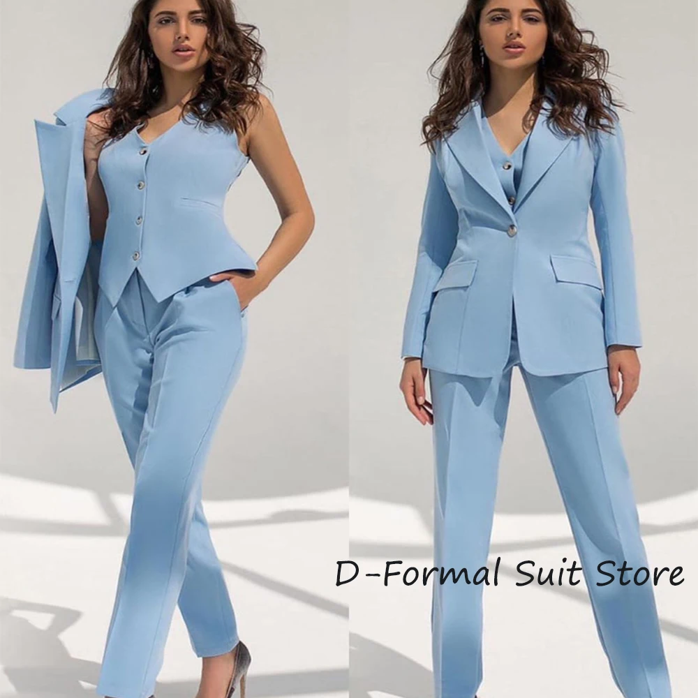 Women's Suit 3Piece Casual Office Lady Pants Suits Vintage Single Breasted Slim Fit Set Women Blazer(Jacket+Vest+Pant)