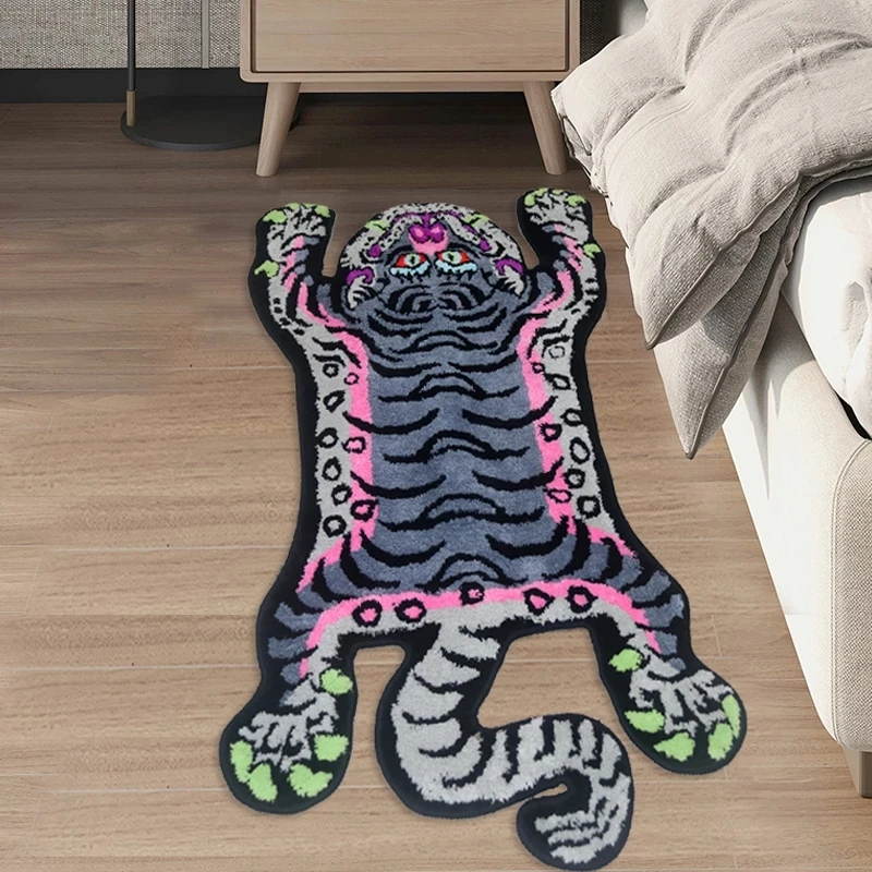 

Tiger Rug Tibetan Handmade Doormat Carpet Super Soft Cozy Thicken Plush Decorative Animal Cartoon Rugs for Home Bedroom Playroom