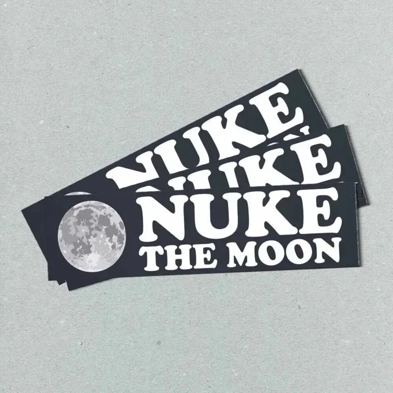 Фото Наклейка на бампер NUKE the MOON - Funny Space ASTRONOMY Vintage Style PLANETS 80s - Наклейки на бампер - Наклейки на автомобиль №3