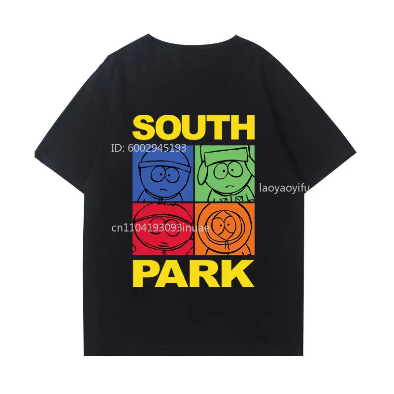 Фото Футболка South Park, 100% хлопок, с круглым вырезом, повседневная, забавная, милая, в уличном стиле, хип-хоп, ретро, новая модная футболка с принтом №1