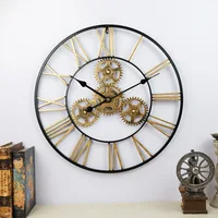 Large Wall Clock 3d Retro Decorative Oversized Clocks Luxury Art Big Gear Iron Vintage Large Wall Clock Best Gift