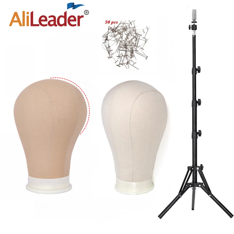 

21-25Inch Canvas Head Wig Tripod Stand 152Cm Tripod Stand With Mannequin Head For Wig Display Stand And Mannequin Head T-Pins