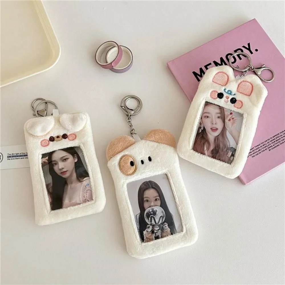 

Kpop Card Protector New Rabbit Cat Idol Photo Holder Stationery Kawaii Plush Photocard Holder Girl