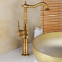 antique brass basin faucet bathroom basin tap long nose spout wash sink tap 360 rotation 1 handle sink faucet vessel mixer tap