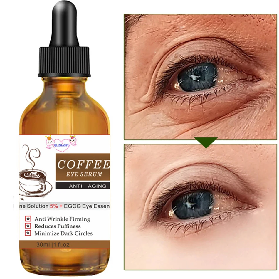 

2pcs Caffeine Solution Eye Serum Removal Eye Bag Dark Eye Circle Lightening Fine Line Essence Reduces Eye Puffiness Eye Care