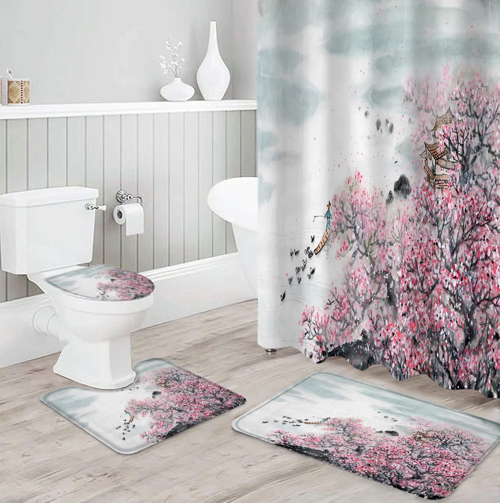 

Набор занавесок для душа в китайском стиле с рисунком цветущей сливы