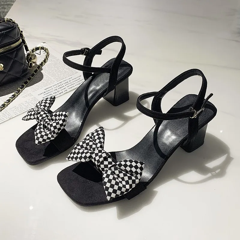 

2023 Summer Black Classics Strap Sandals Ladies Fashion Elegant Heel Sandals For Women Shoes Party Office Beach Heels Plus Size