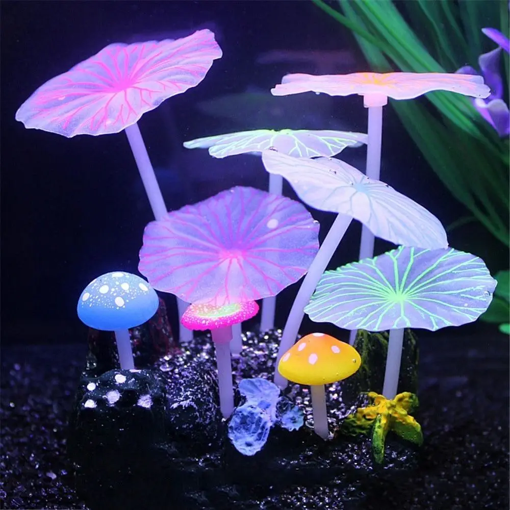 9pcs Aquarium Fluorescent Artificial Plants Simulation Aquatic Plant  Fish Tank Aquarium Landscaping Fake Decorative Plants