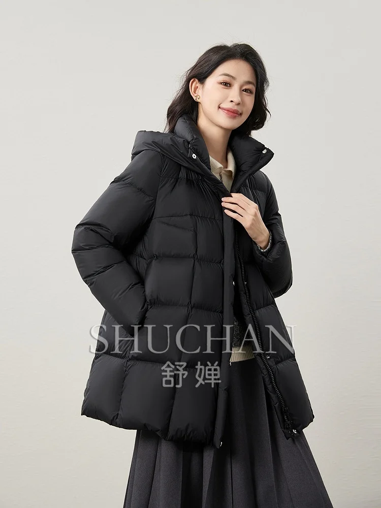 Хорошее качество теплая женская куртка на гусином пуху 90 воротник-стойка с