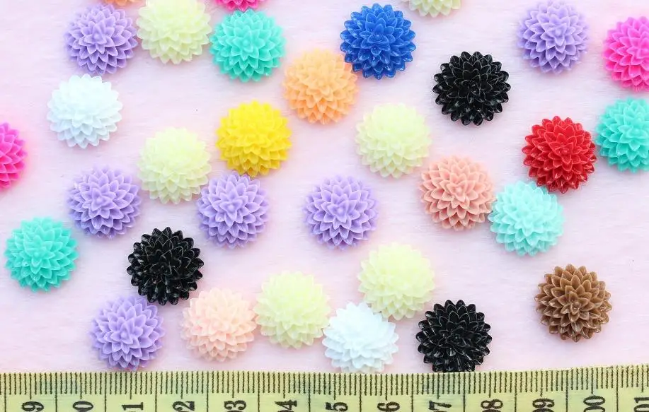 

200pcs Multi Colors Cabochon Resin mum Flowers Retro 15mm chrysanthemum DIY, scrapbook, hair bow