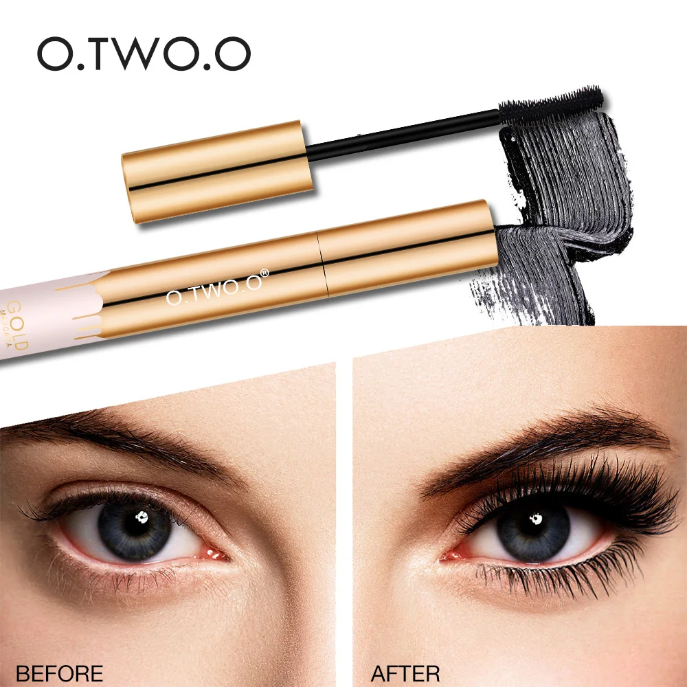 O.TWO.O 3D Mascara Lengthening Black Lash Eyelash Extension Eye Lashes Brush Beauty Makeup Long-wearing Gold Color Mascara images - 6
