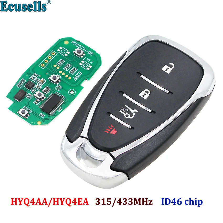 

Флейта с 4 кнопками, 315 МГц или 433 МГц, с чипом ID46 для Chevrolet, Camaro, Equinox, Cruze, Malibu Spark HYQ4AA / HYQ4EA
