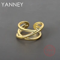 yanney silver color simple cross line open ring woman fashion light luxury party jewelry